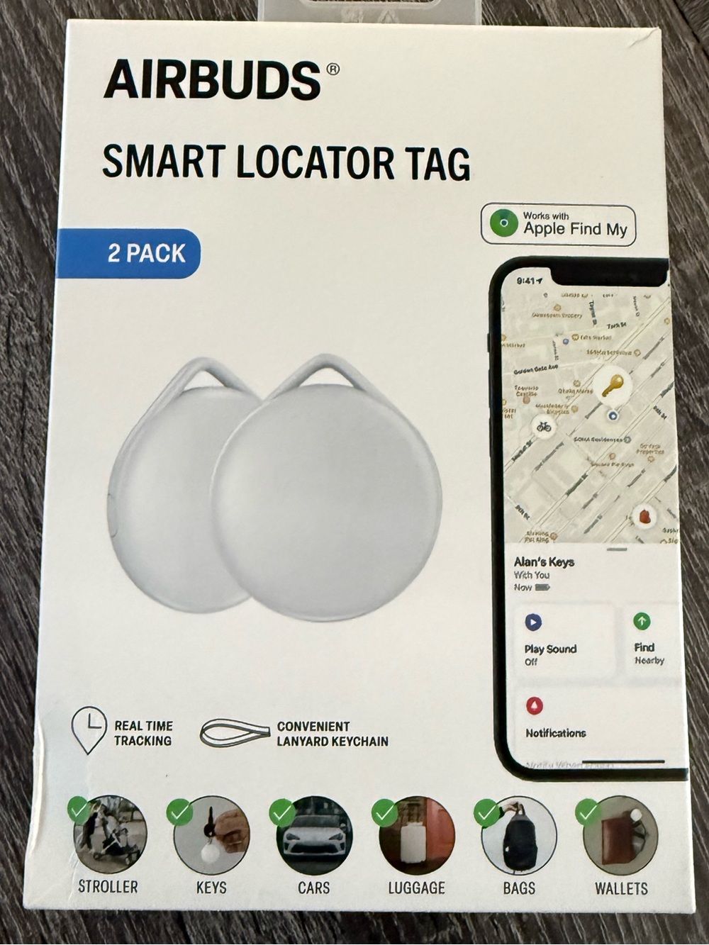 Smart Locator Tag 2-Pack in White - Bluetooth GPS Tracker